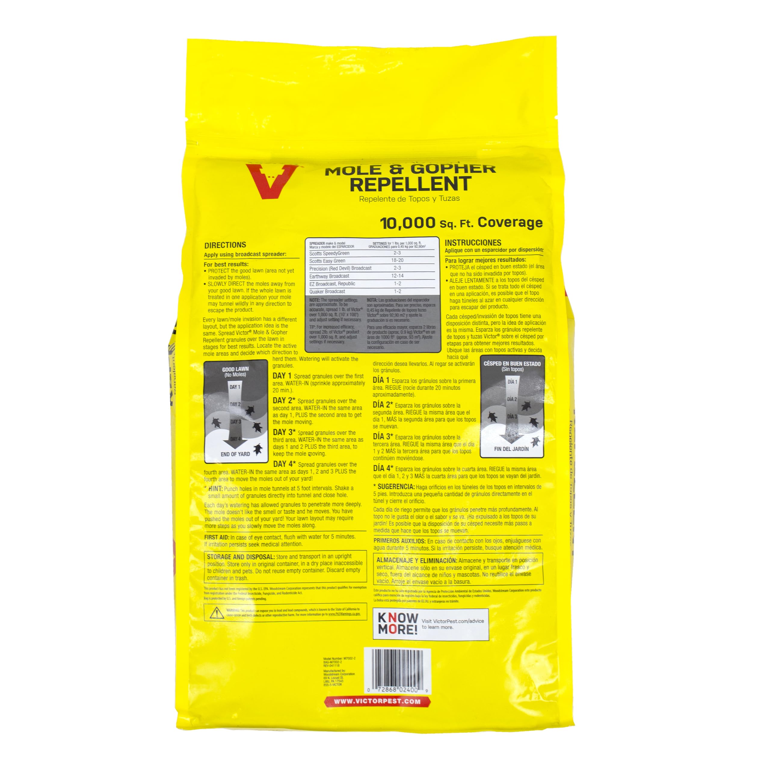 Victor Mole & Gopher Repellent resealable bag stored in shed.