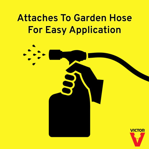 Lawn being treated with Victor repellent to deter burrowing pests.