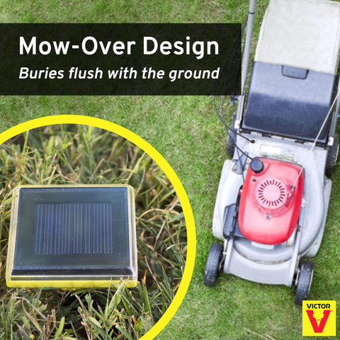 Victor spike with mow-over design allows mowing over without obstruction.