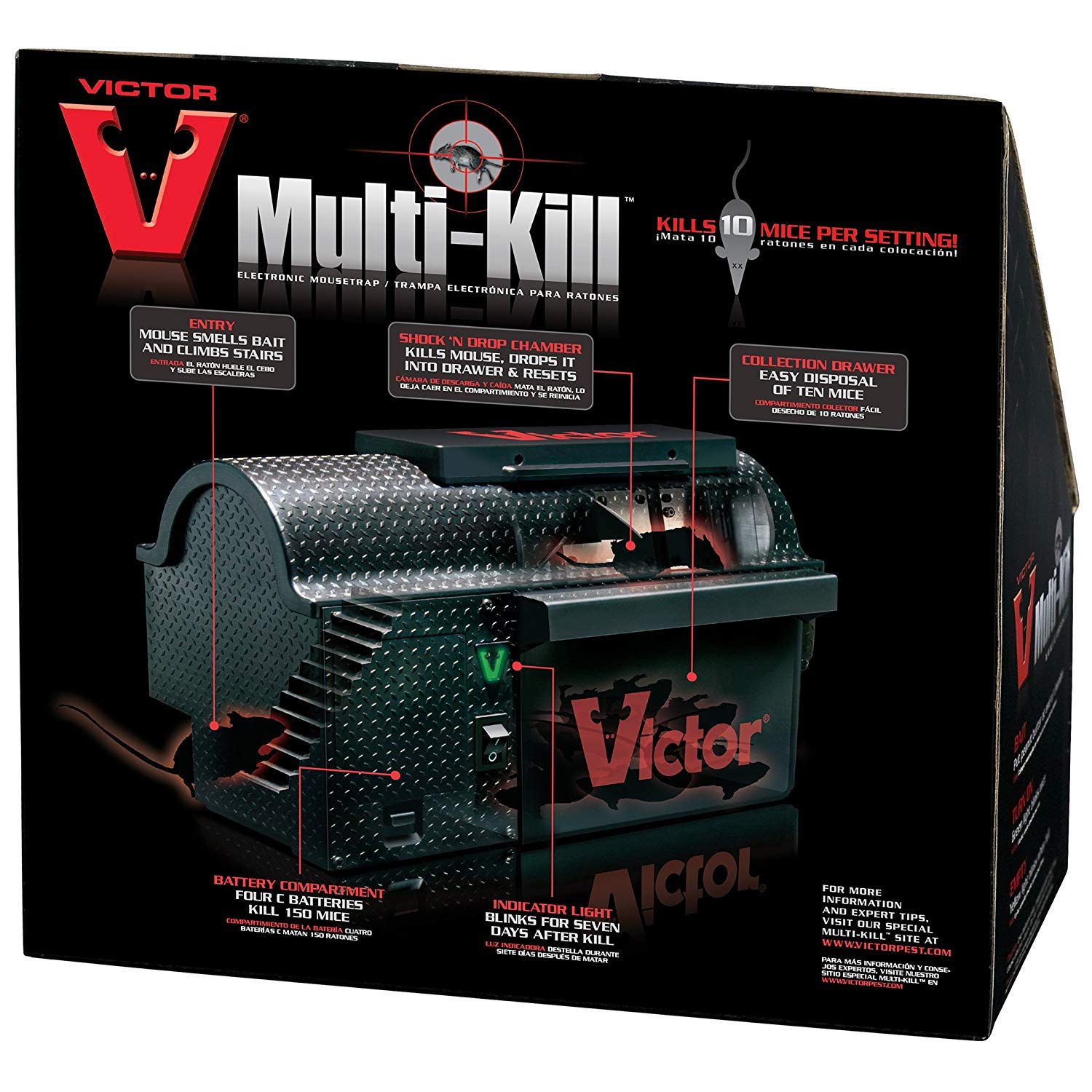 Victor Multi-Kill trap power indicator glows when a catch is detected.