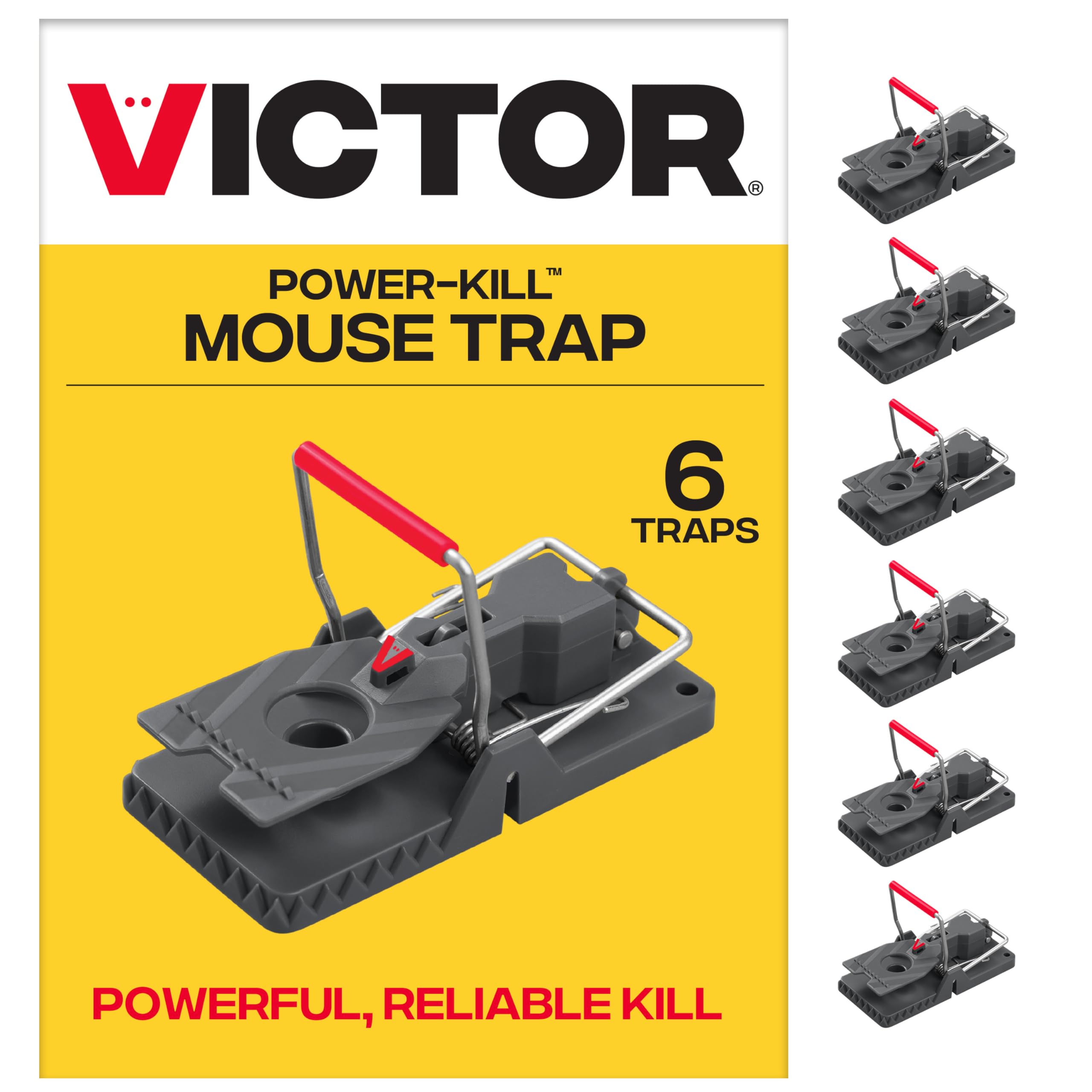 Victor Power-Kill M393SSR trap six-pack ready for quick rodent control.