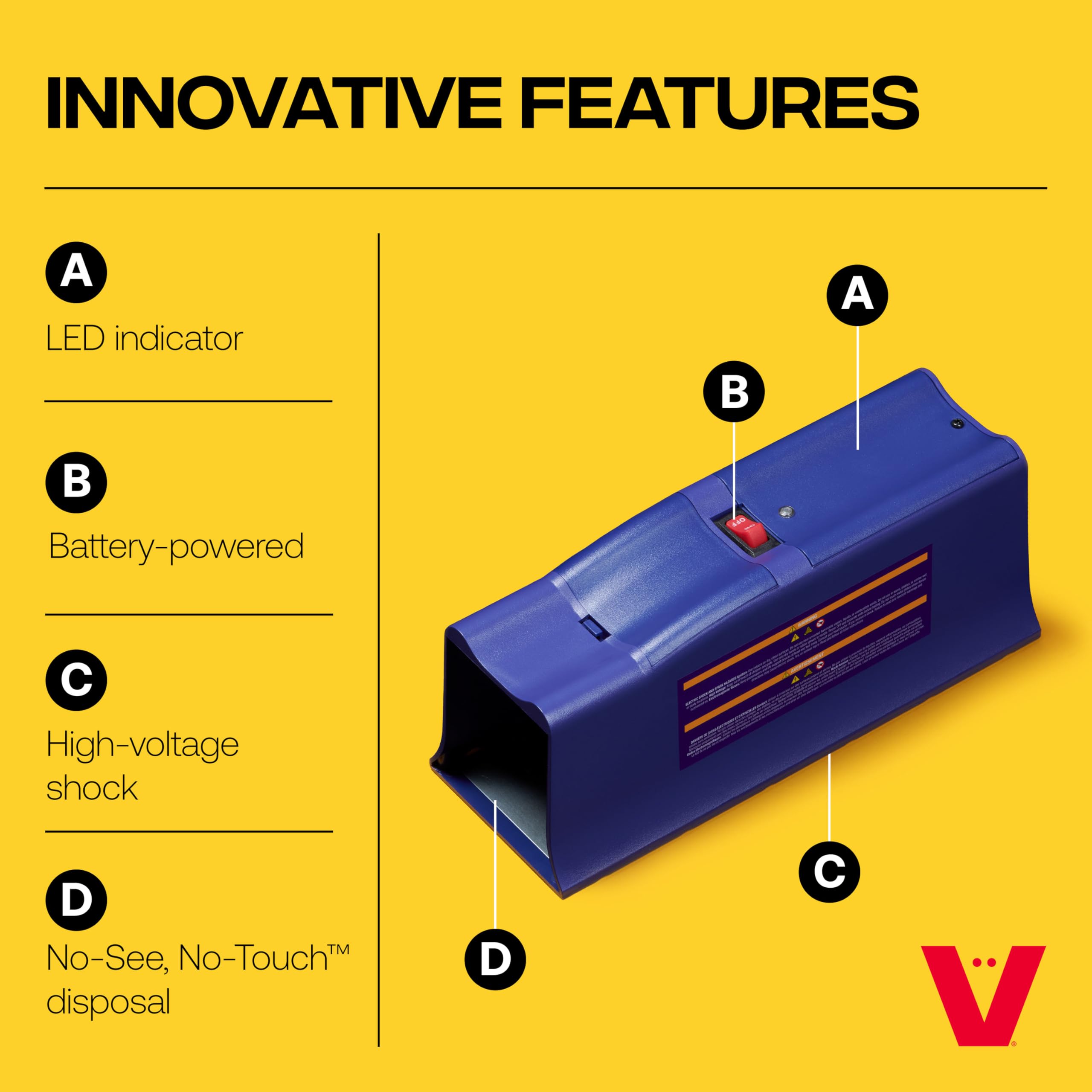 Victor Rat Zapper Classic side view highlights slim profile for easy placement along walls.