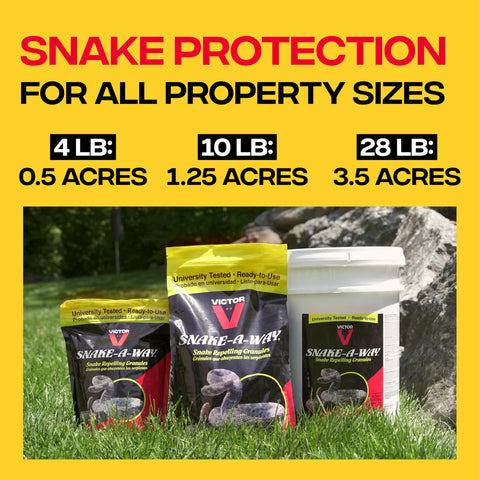 Victor Snake-A-Way 28-pound container suits large yards and cabins.