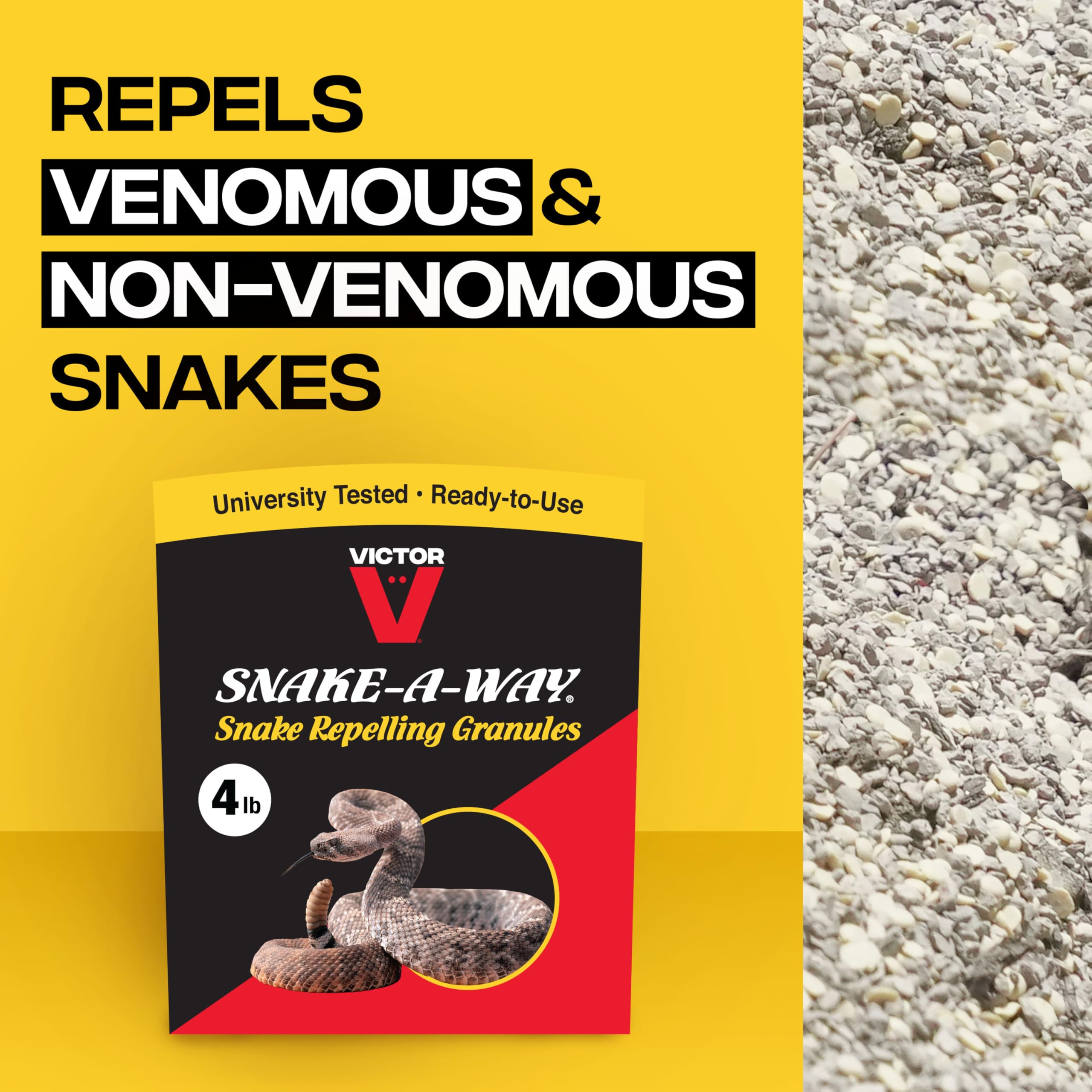 Victor Snake-A-Way odor disruption illustration shows the repellent in action.