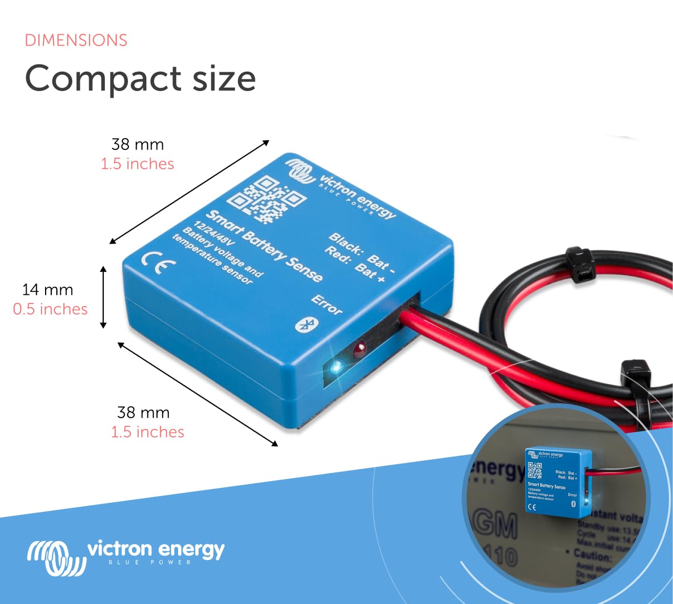 Victron Energy Smart Battery Sense terminal-attachment keeps sensors secure on battery terminals.