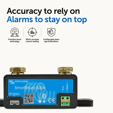 Victron Energy Smart Shunt connected to battery system demonstrates seamless data sharing.