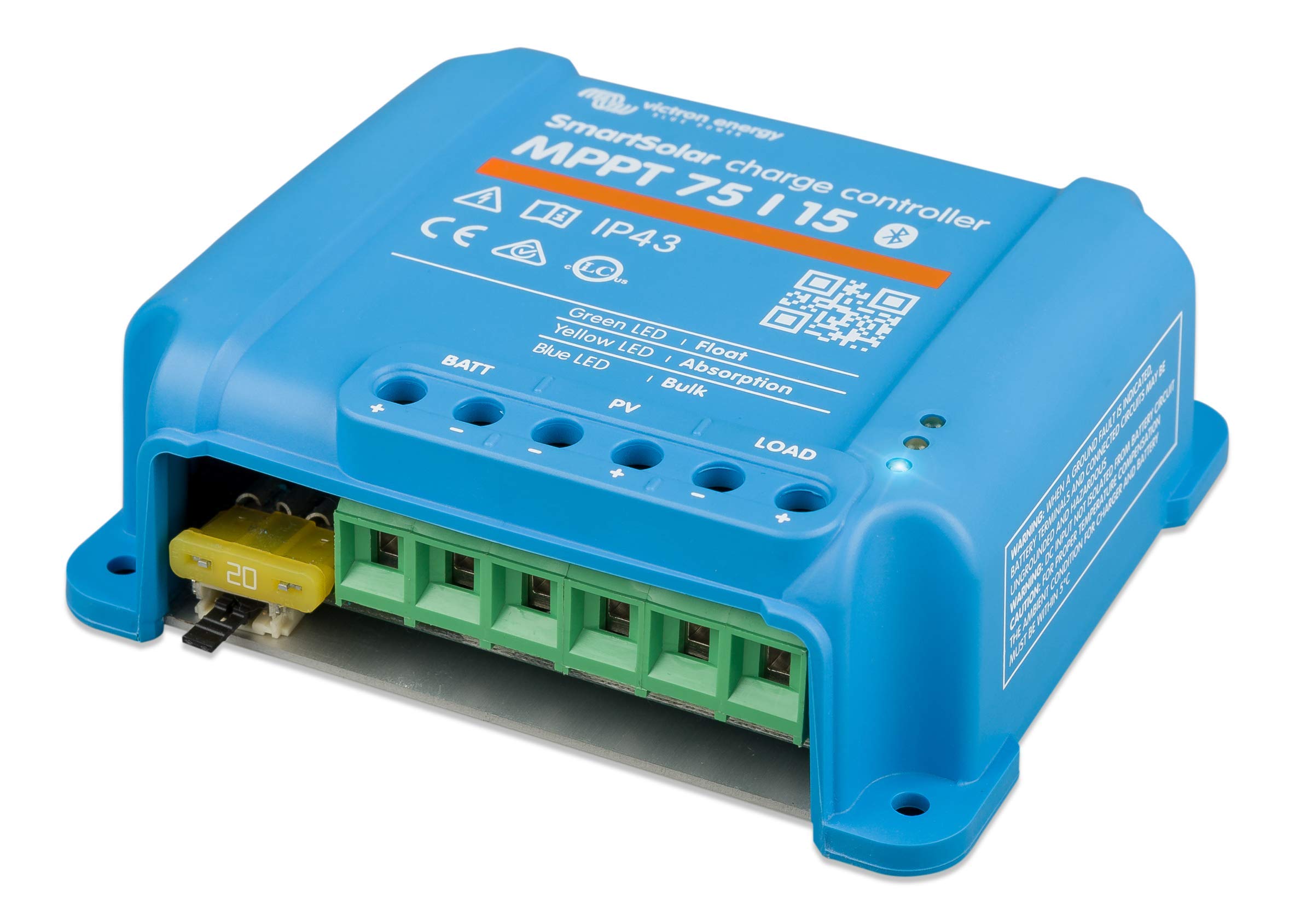 Victron Energy SmartSolar MPPT synchronized charging across controllers for battery longevity.