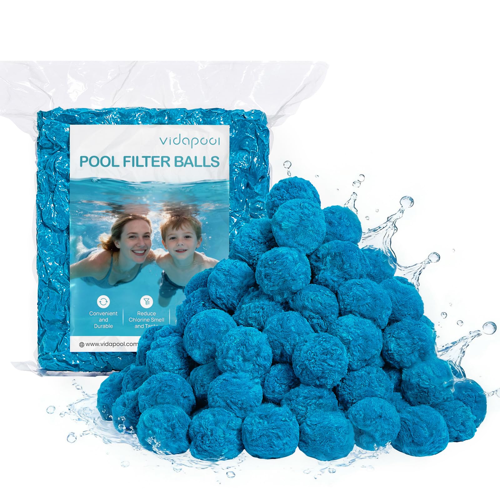 Vidapool filter balls lightweight design for easy maintenance.