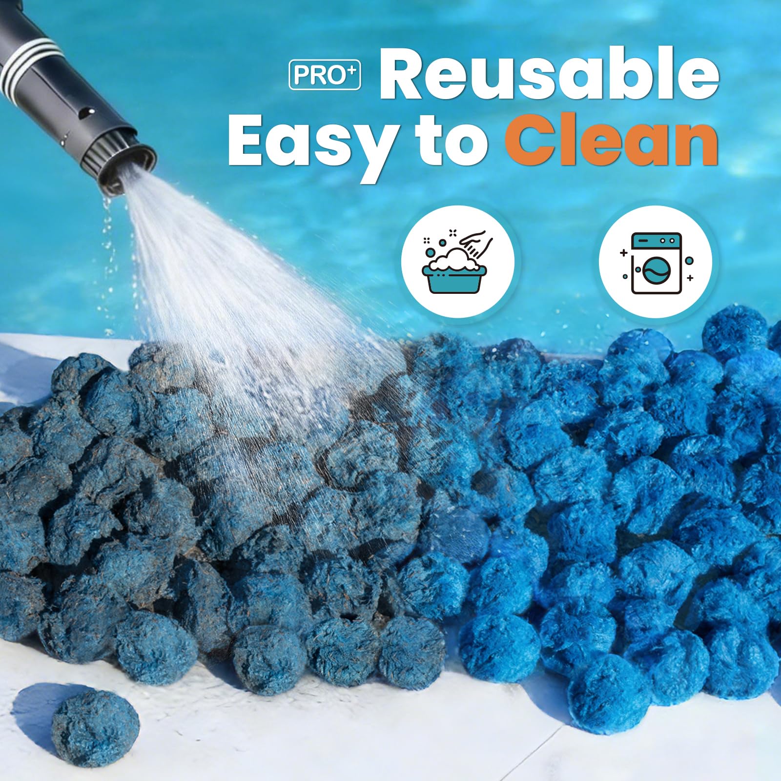 Vidapool filter balls help keep water clean in pools and tanks.