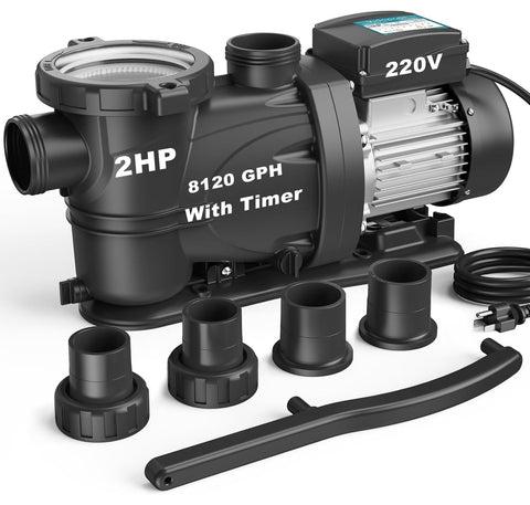 Vidapool pool pump front view showing compact design for easy backyard setup.
