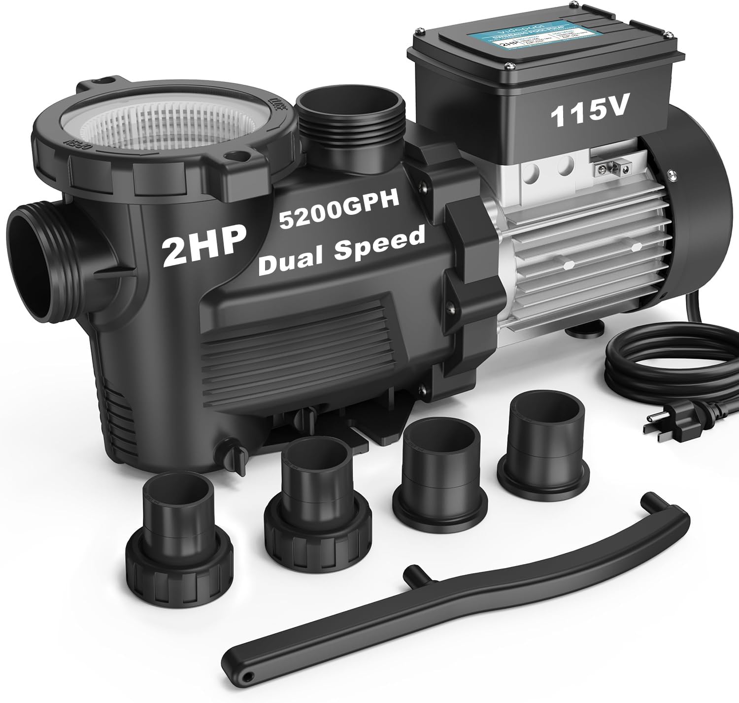 Vidapool In/Above Ground Pool Pump front view showing high flow performance for efficient circulation.