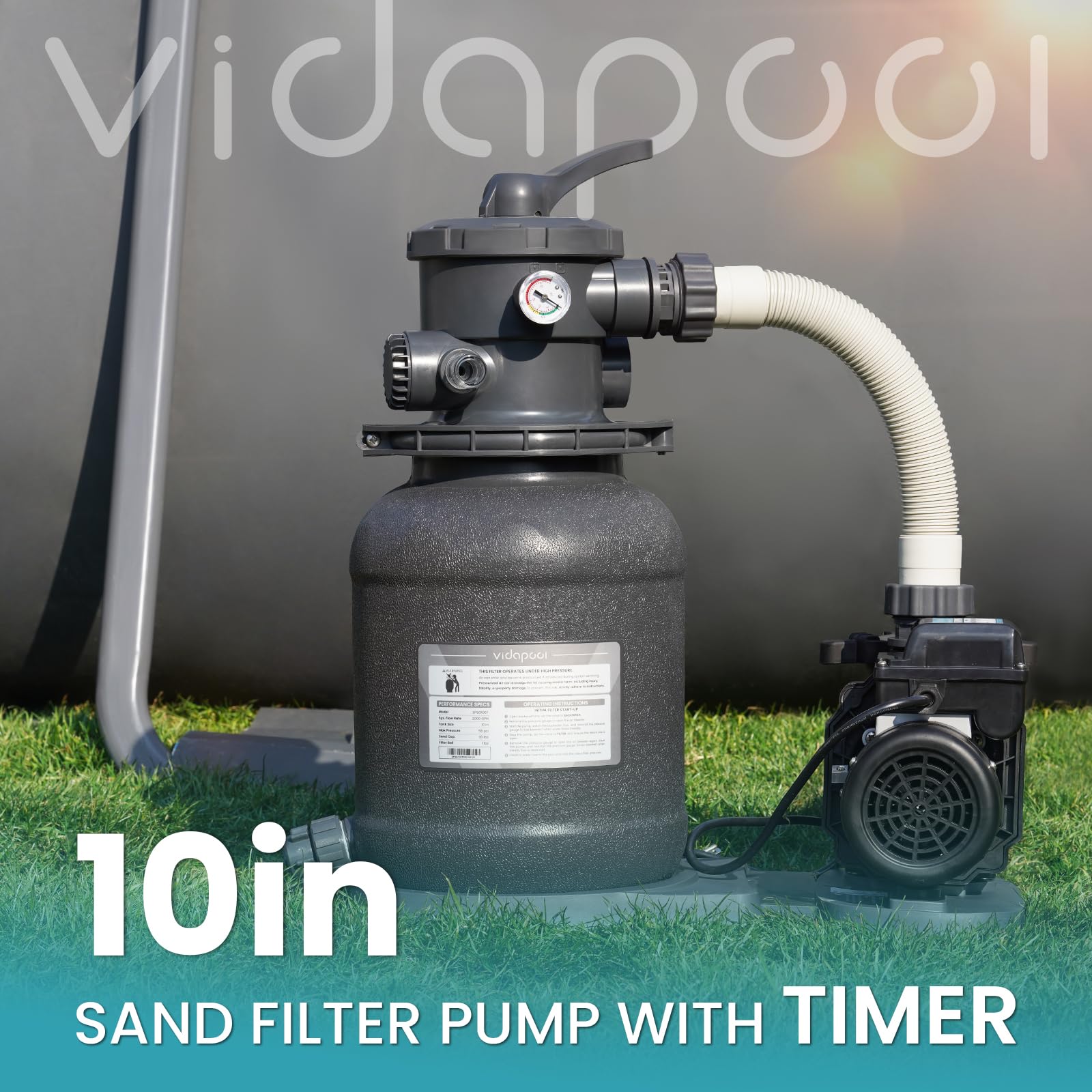 Vidapool programmable timer display highlights easy daily filtration scheduling