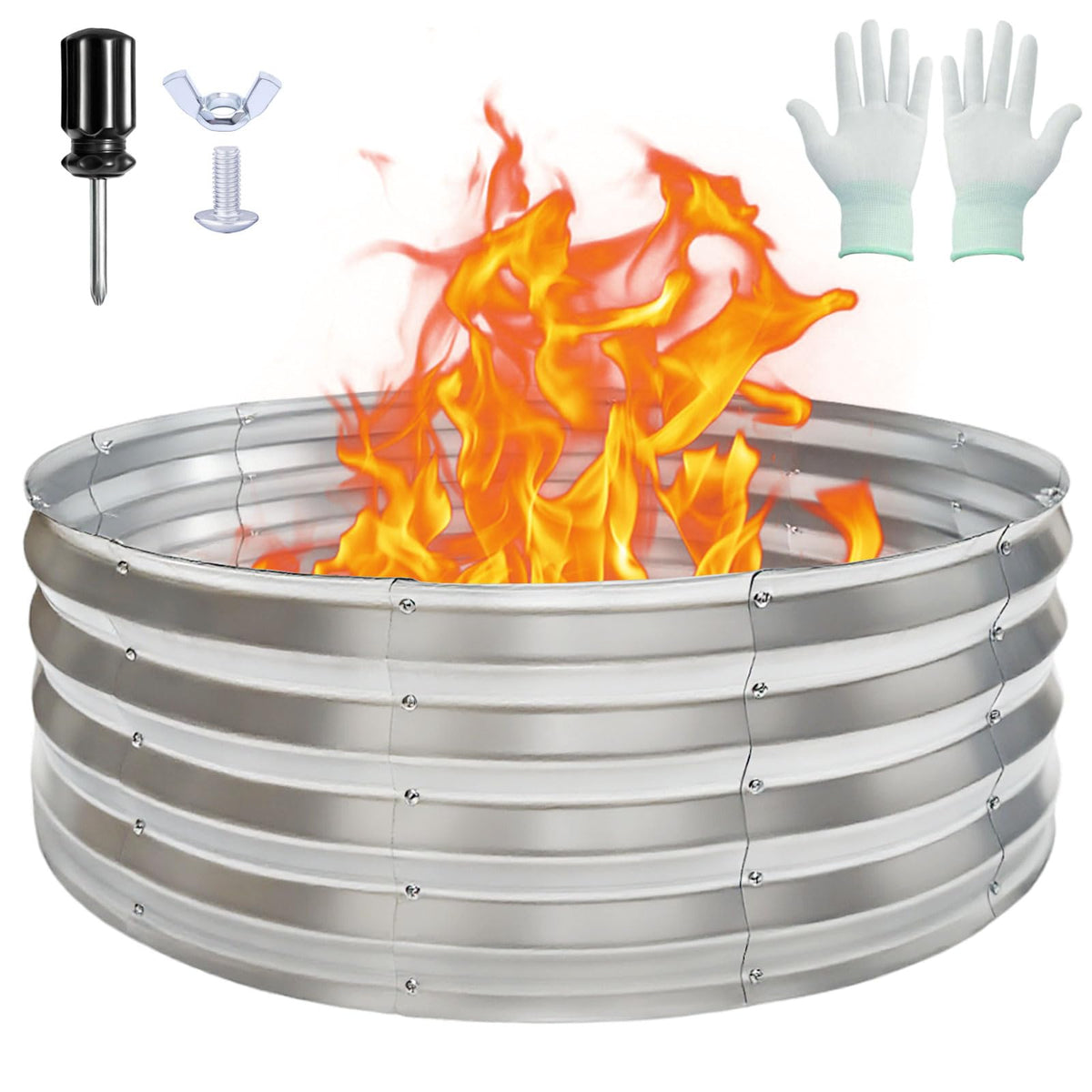Vidica 36-inch round fire pit ring ready for quick, outdoor assembly and use