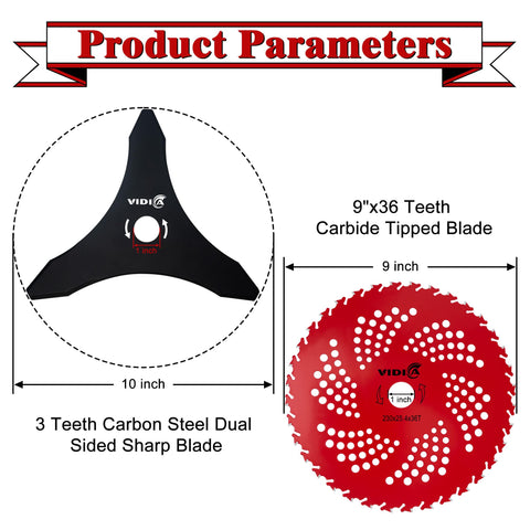 Vidica carbon steel brush cutter blade 10x3 teeth ready for heavy-duty trimming