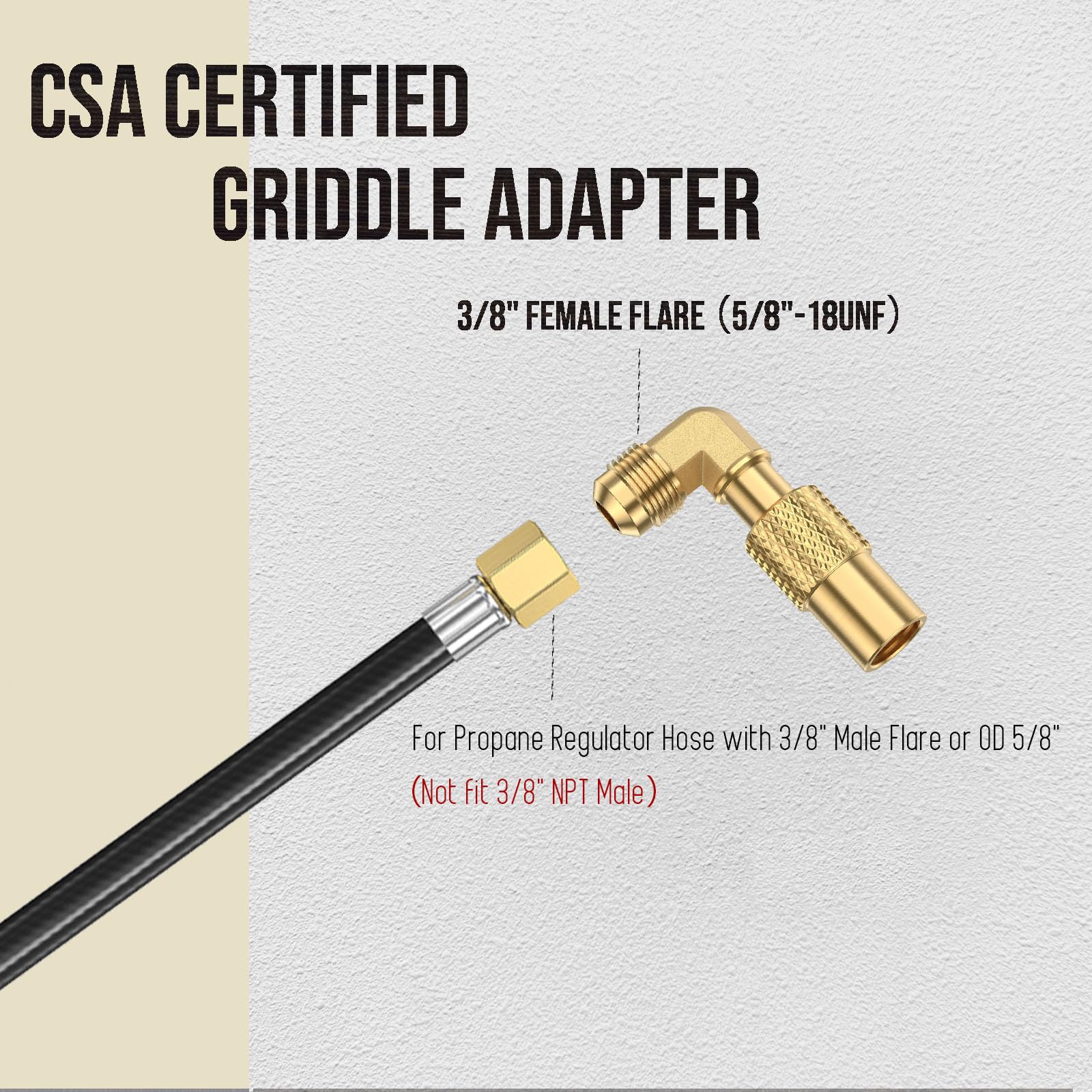 90-degree brass elbow adapter to save space and reduce hose strain during outdoor cooking