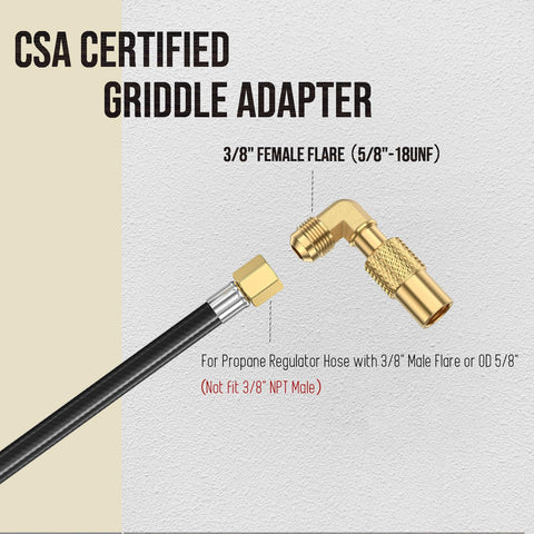 90-degree brass elbow adapter to save space and reduce hose strain during outdoor cooking