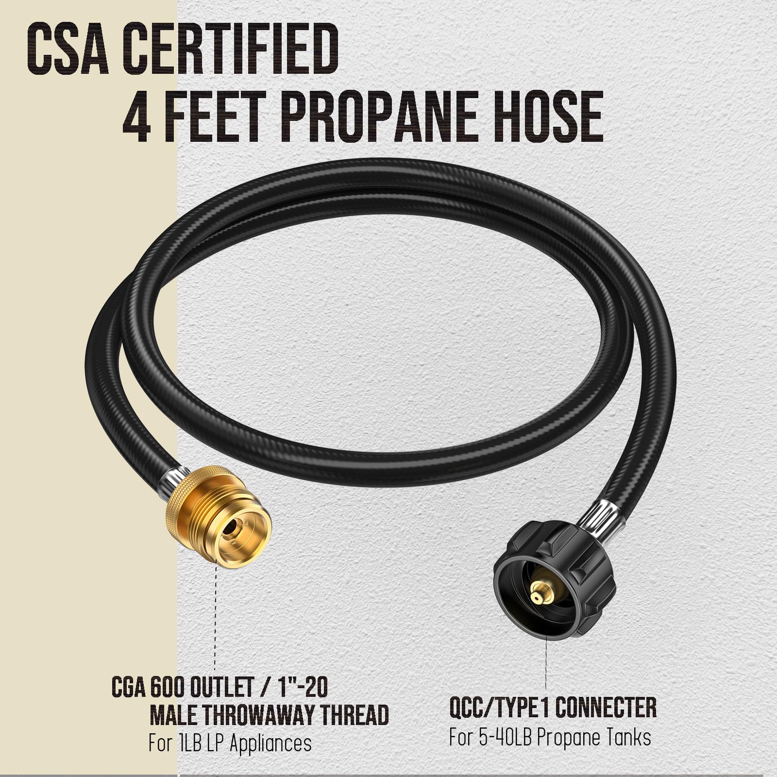 VIEAUBE adapter connects 5-40 lb tanks to 1 lb appliances for flexible fuel options.