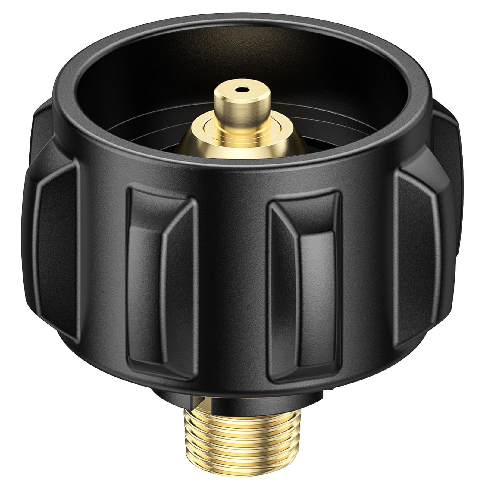 Vieaube adapter compatible with regulators and hoses for propane tanks.