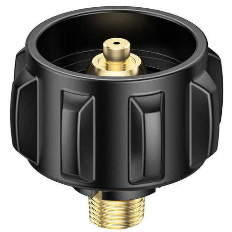 Vieaube adapter compatible with regulators and hoses for propane tanks.