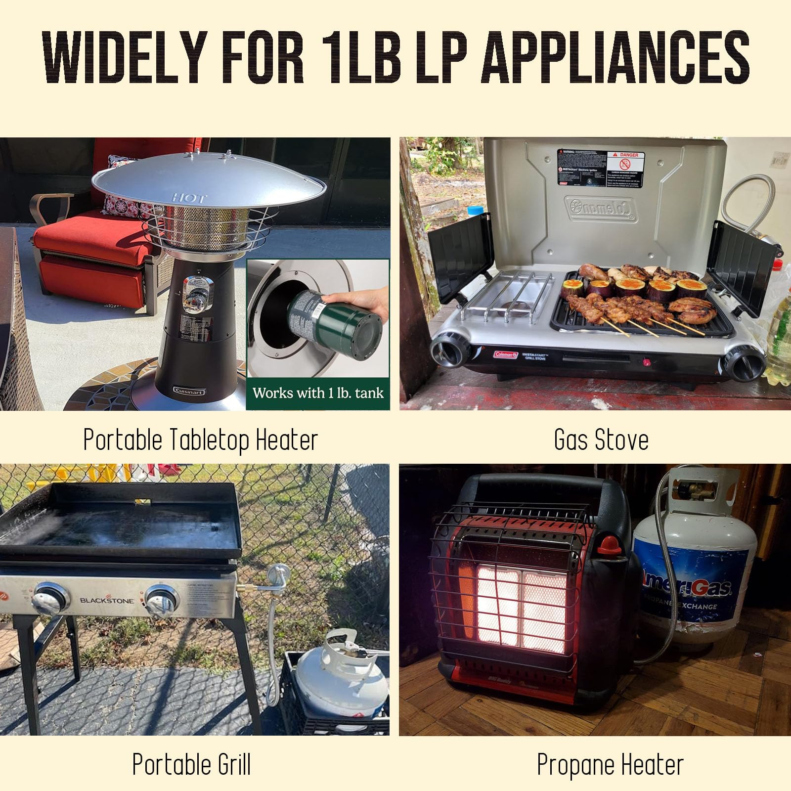 Weatherproof CSA-certified hose for flexible outdoor cooking and heating setups.