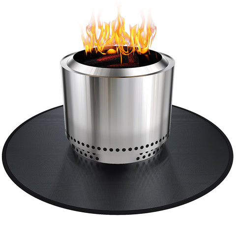 Viesembo 38-inch round firepit mat protects deck from embers and heat.