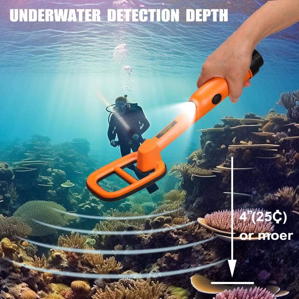 Vietora Eud diver using metal detector for deep-water treasure exploration