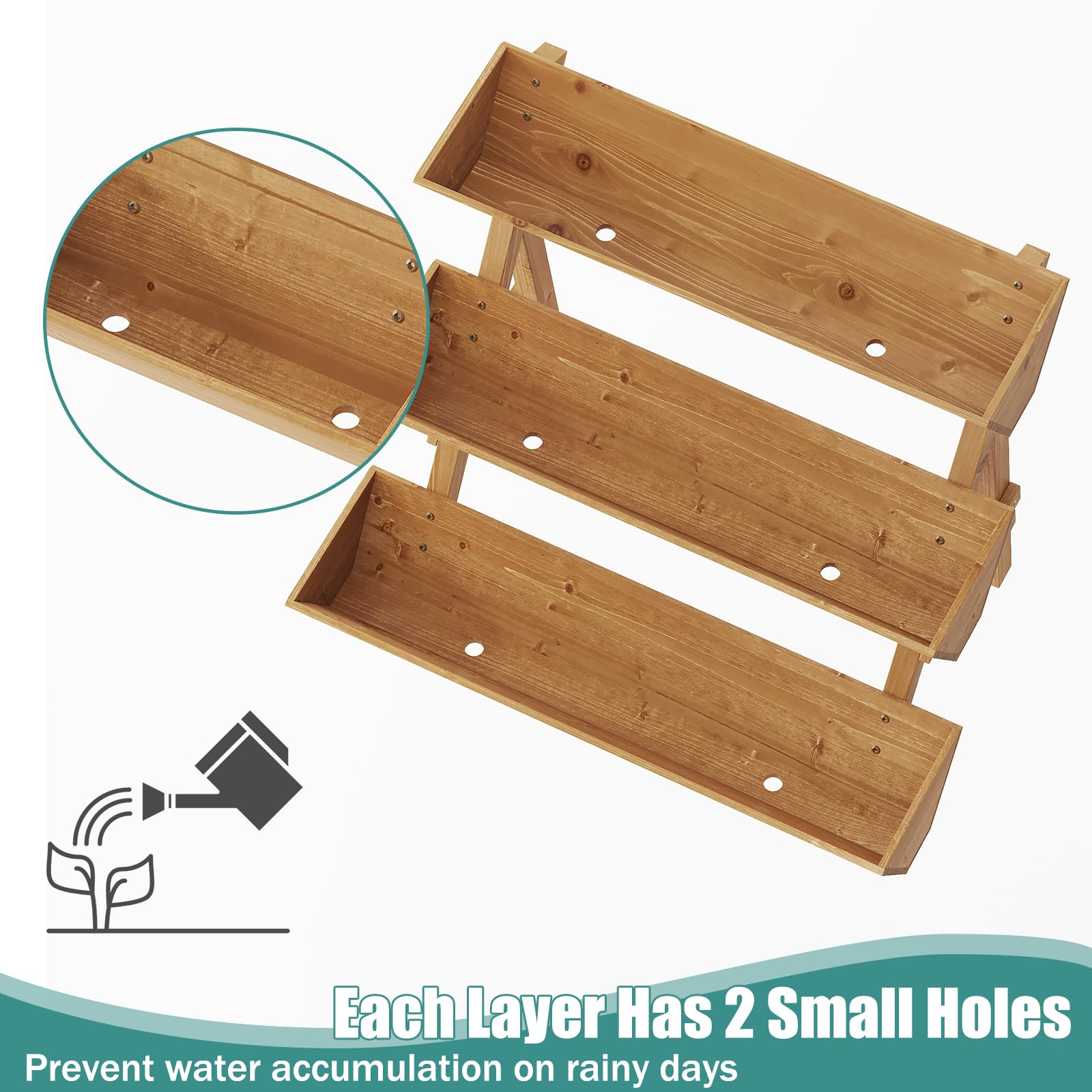 ViewCare garden bed drainage holes system to prevent water buildup