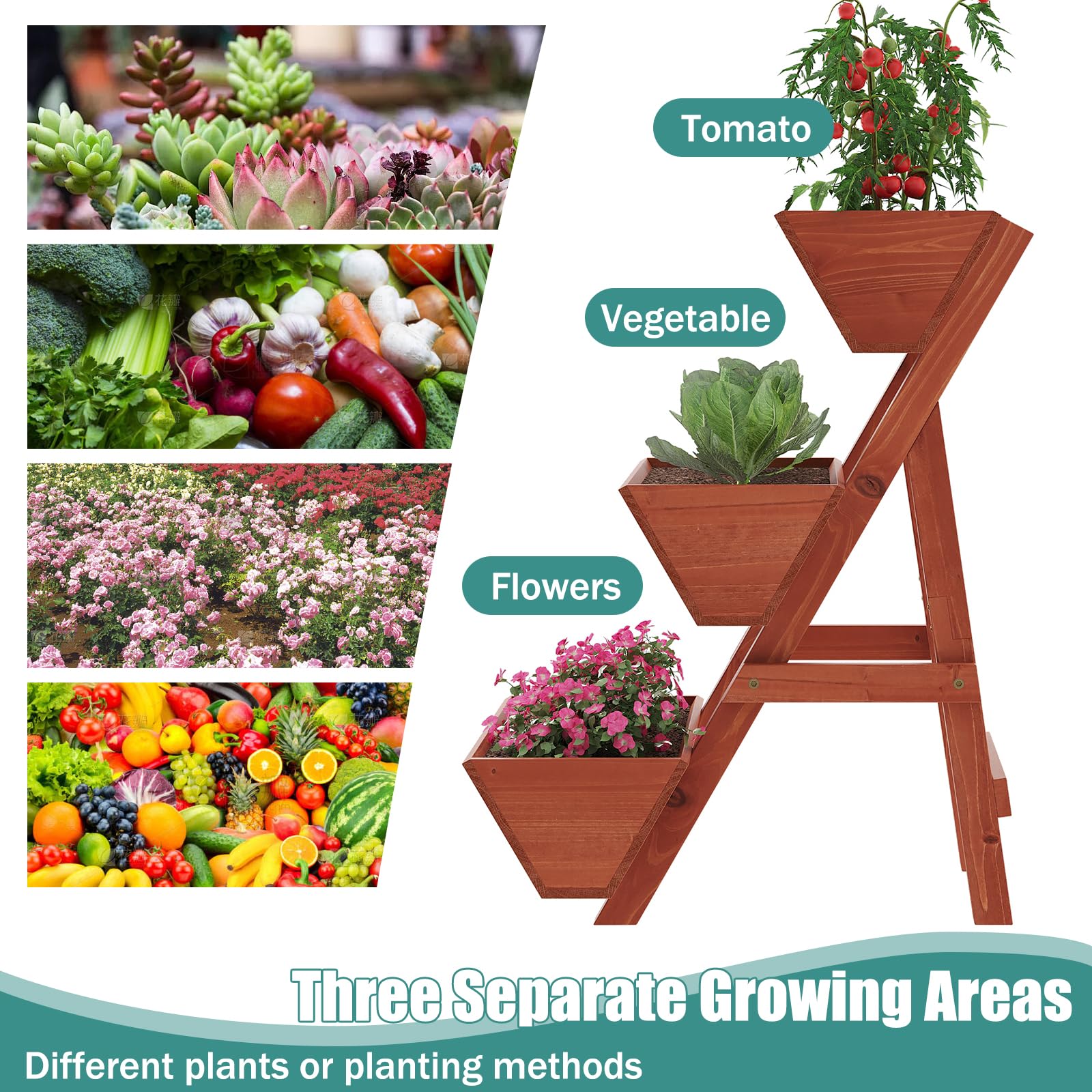 Viewcare vertical planter with legs provides stable indoor or outdoor growing