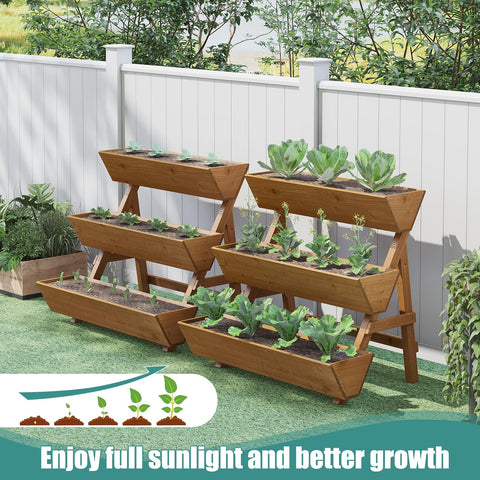 ViewCare wooden 3-layer garden bed frame providing sturdy support
