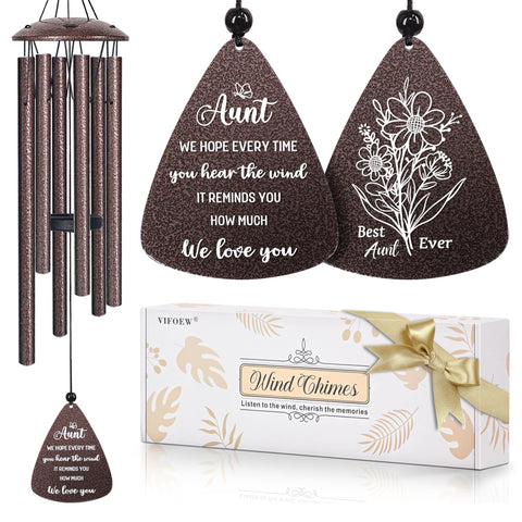 Vifoew Aunt 32in bronze wind chime hanging in garden for outdoor ambiance