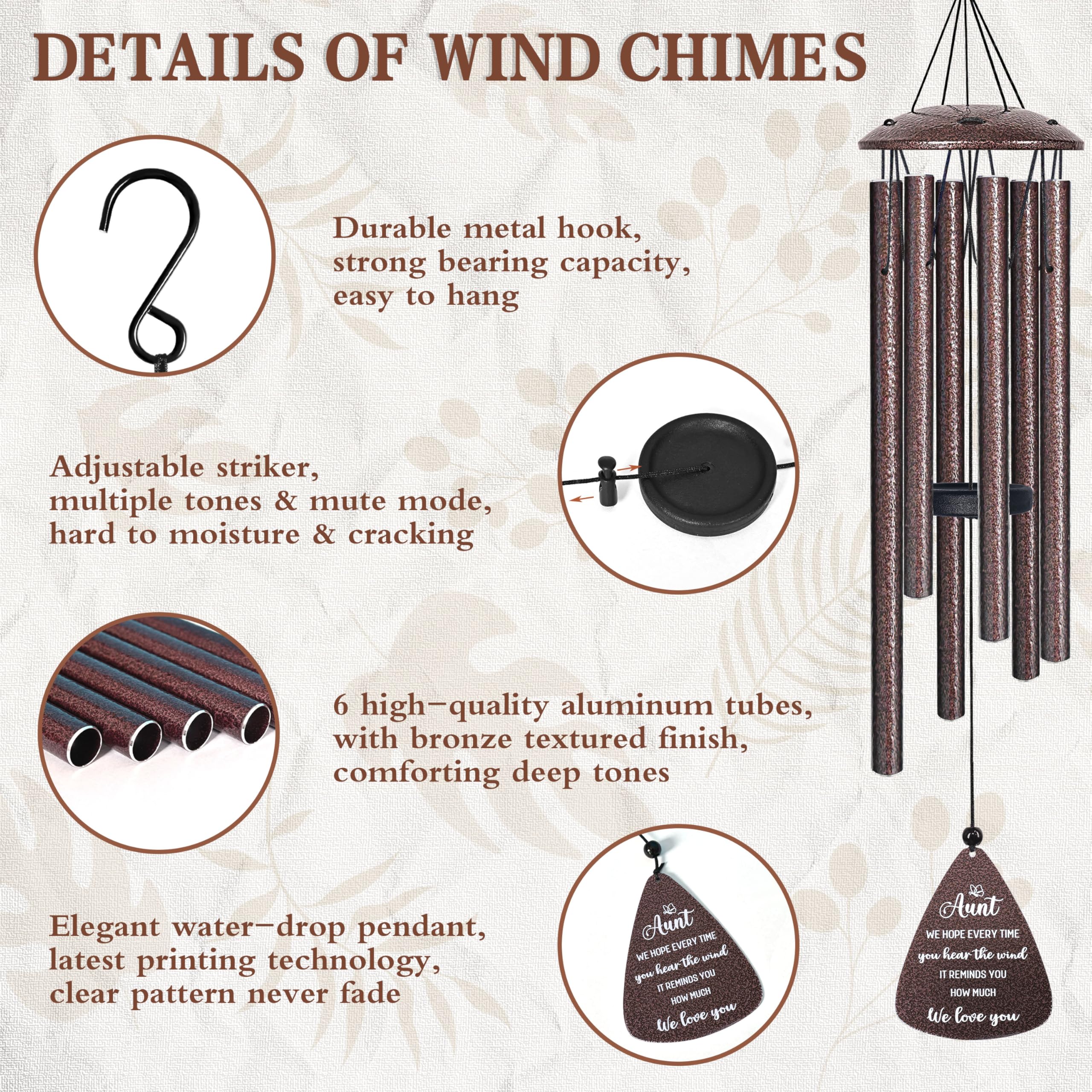 Vifoew Aunt wind chime tuned for soothing tones