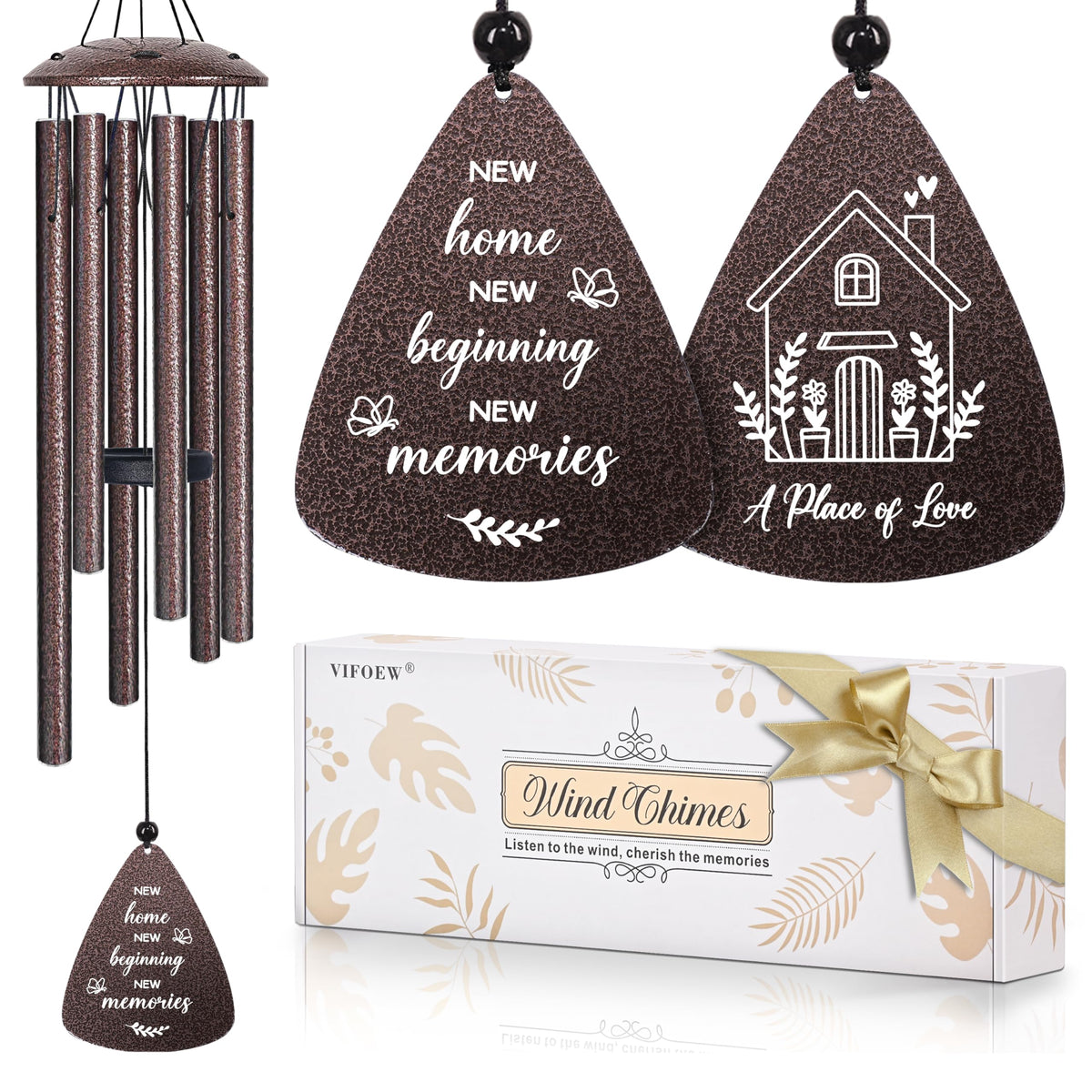 Vifoew bronze wind chime 32-inch for elegant home decor and relaxing outdoor ambiance