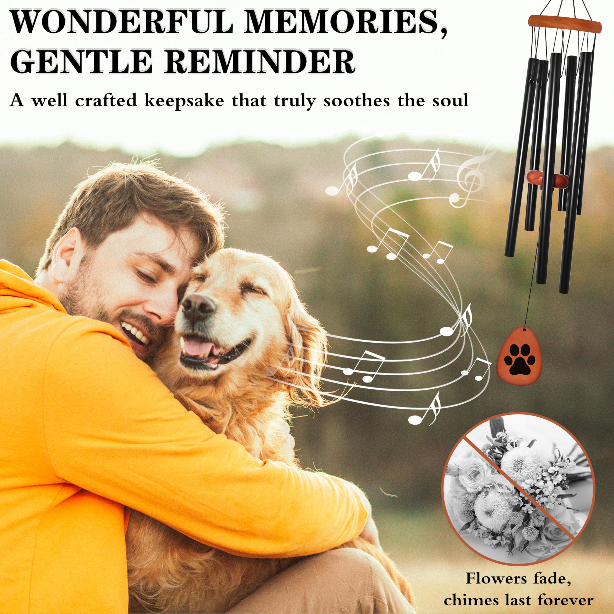 Vifoew dog memorial wind chimes tubes highlighting rich tones and durability.