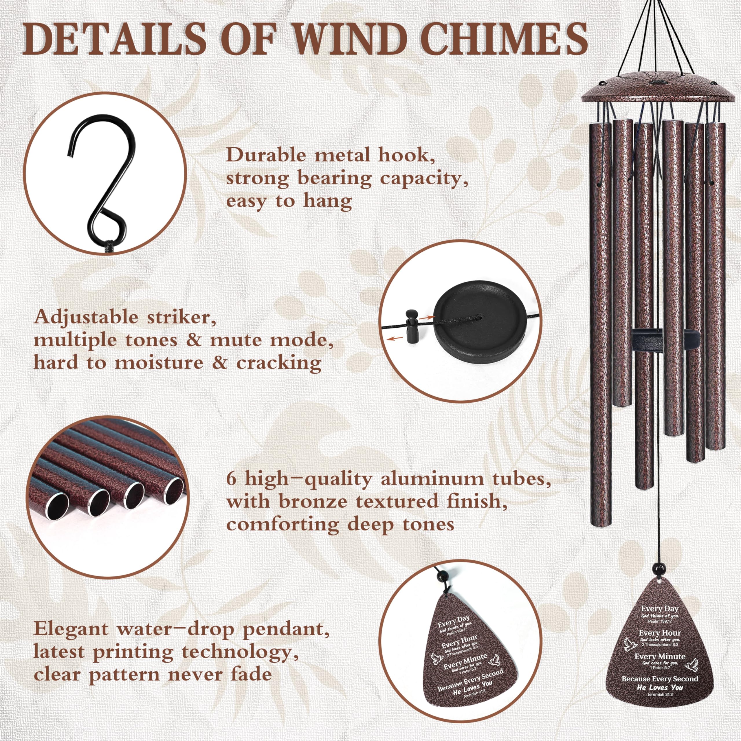 VIFOEW indoor-outdoor Christian decor featuring elegant wind chime