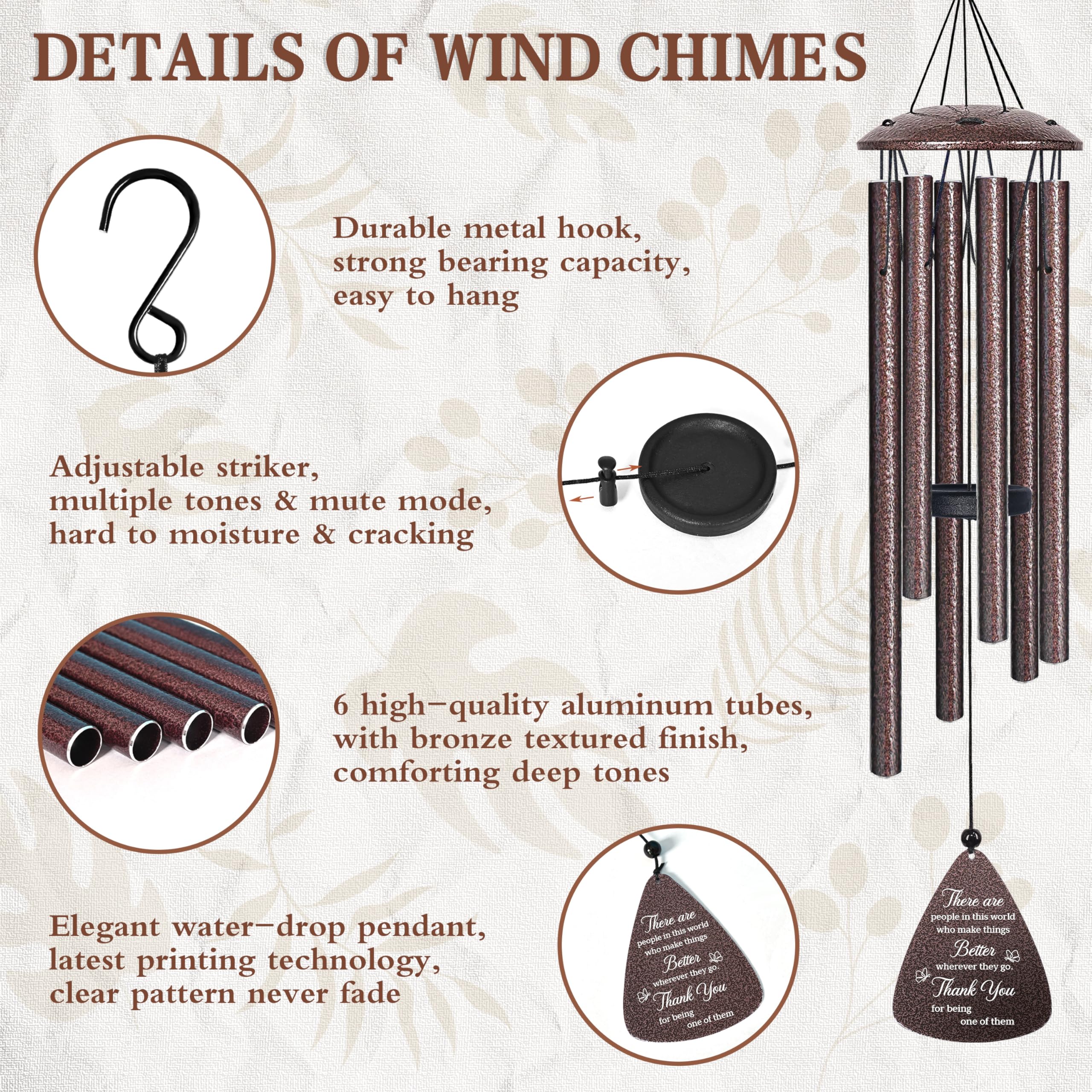 Vifoew wind chime tubes tuned for soothing tones.