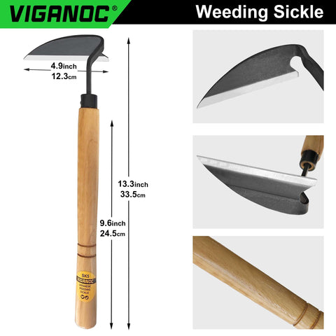 Viganoc premium weeding sickle designed for precise edging and minimal soil disturbance.