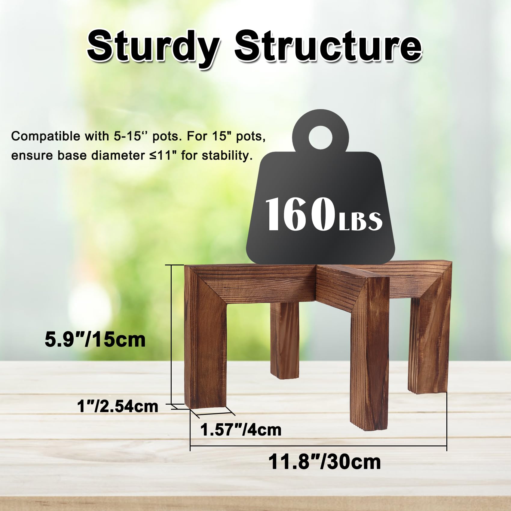 Vigordream plant stand supports up to 160 lbs for heavy pots.