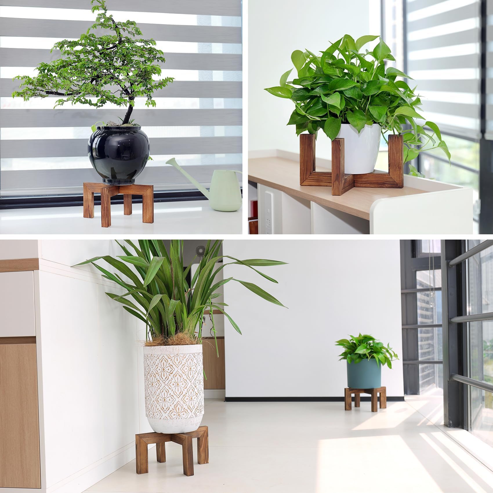 Vigordream plant stand blends with decor and elevates pot displays.