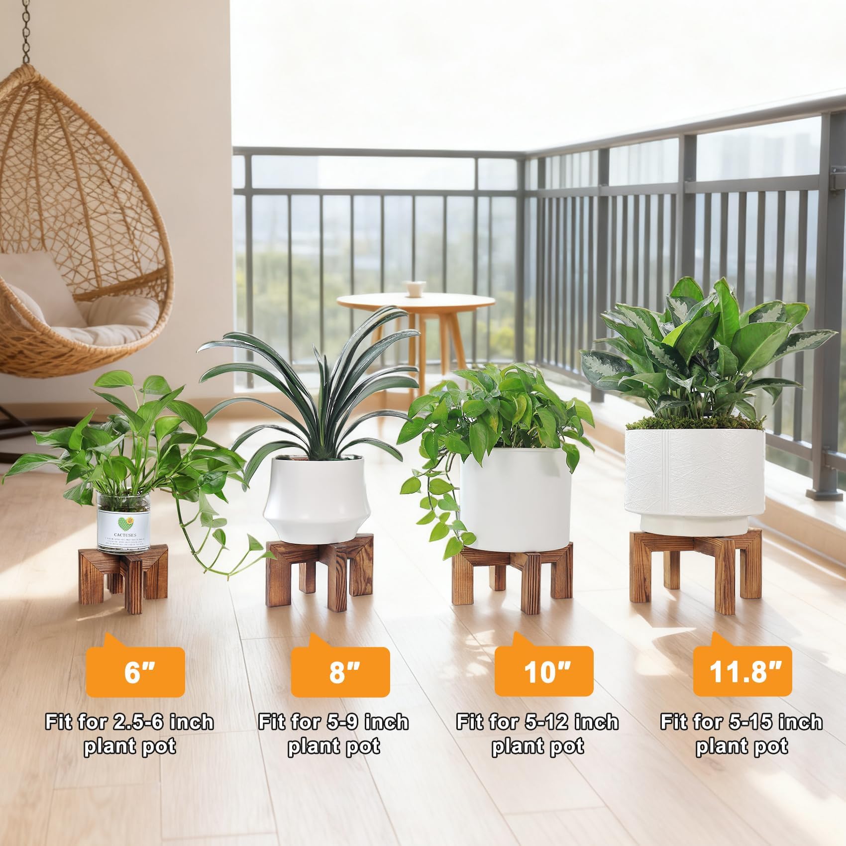 Vigordream plant stand holds pots 2.5-6 inches for flexible arrangements