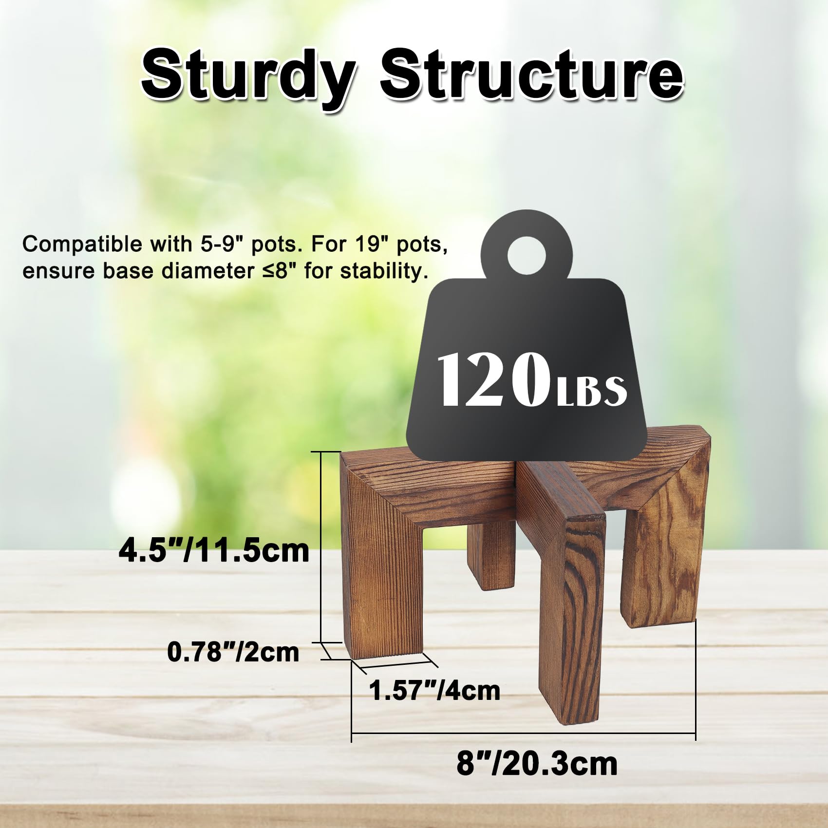 Walnut finish complements modern home decor on the Vigordream plant stand.