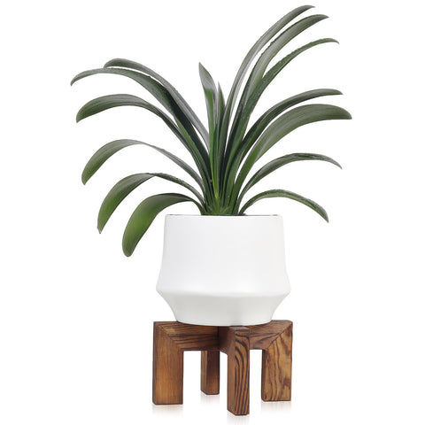 Vigordream walnut plant stand for indoor or outdoor use supports 5–9 inch pots.