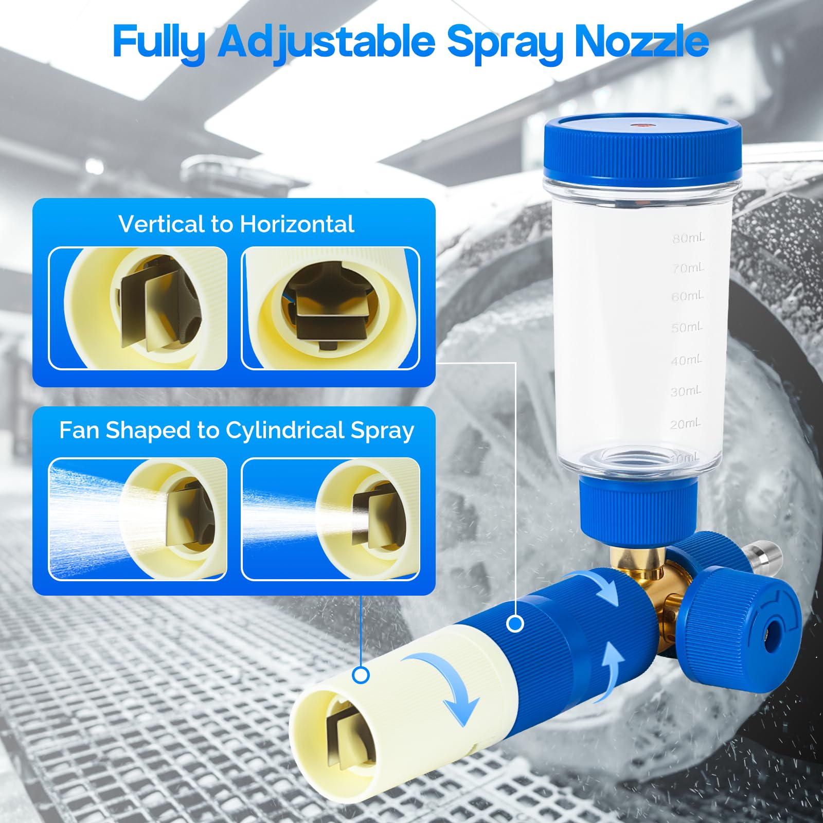 VIGORSHINE 360-degree rotatable nozzle enables flexible spray patterns.