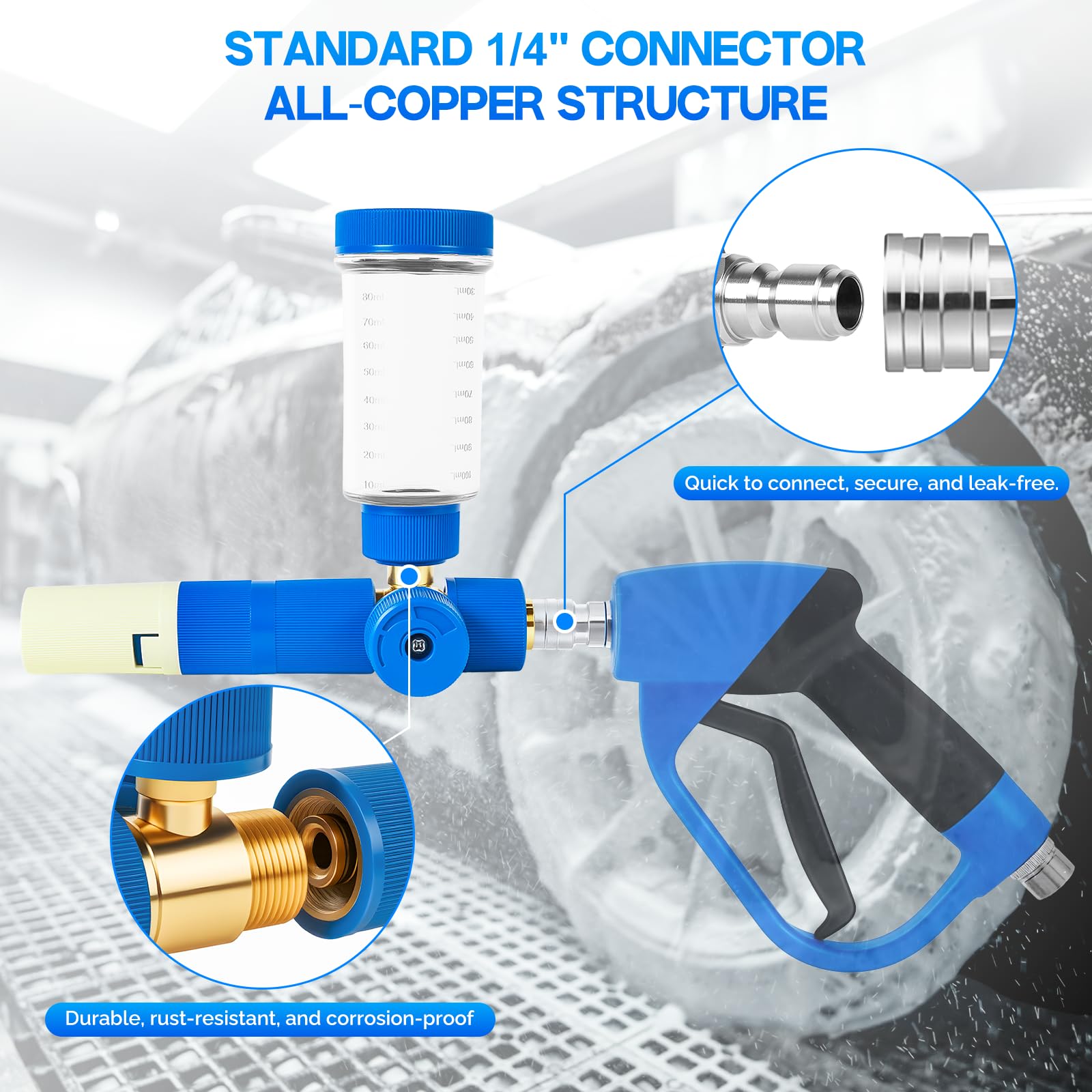 VIGORSHINE brass connector with 1/4-inch interface ensures secure compatibility.