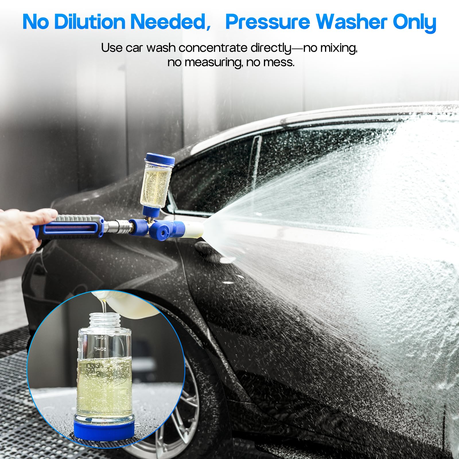 VIGORSHINE foam concentration adjustment dial for customizing foam thickness.