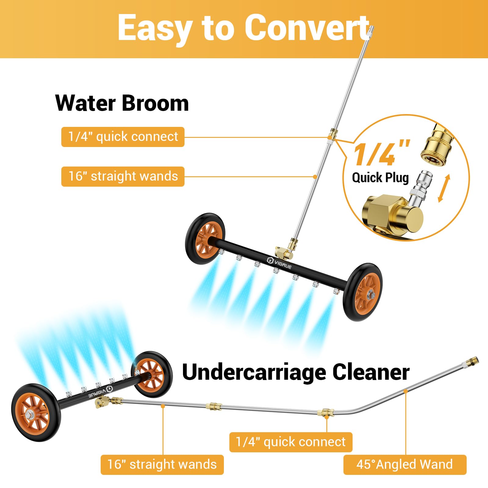 VIGRUE seven-nozzle water broom for faster broad-spray cleaning