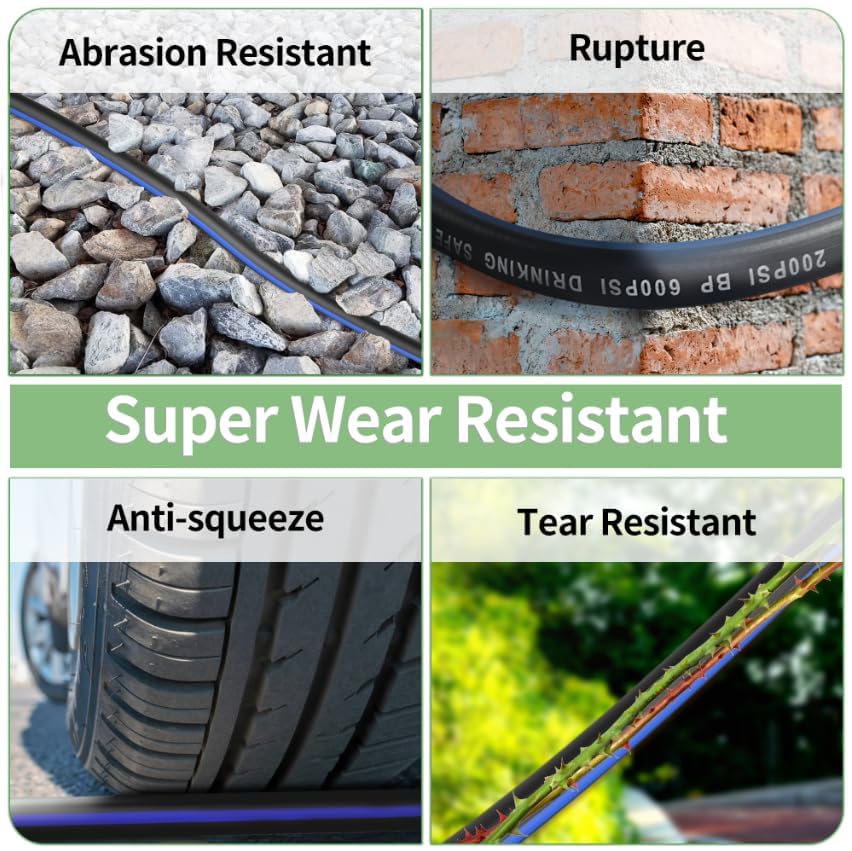 VIHEG 75ft garden hose rubber tube close-up shows durable material.