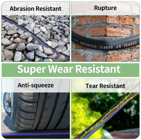 VIHEG 75ft garden hose rubber tube close-up shows durable material.