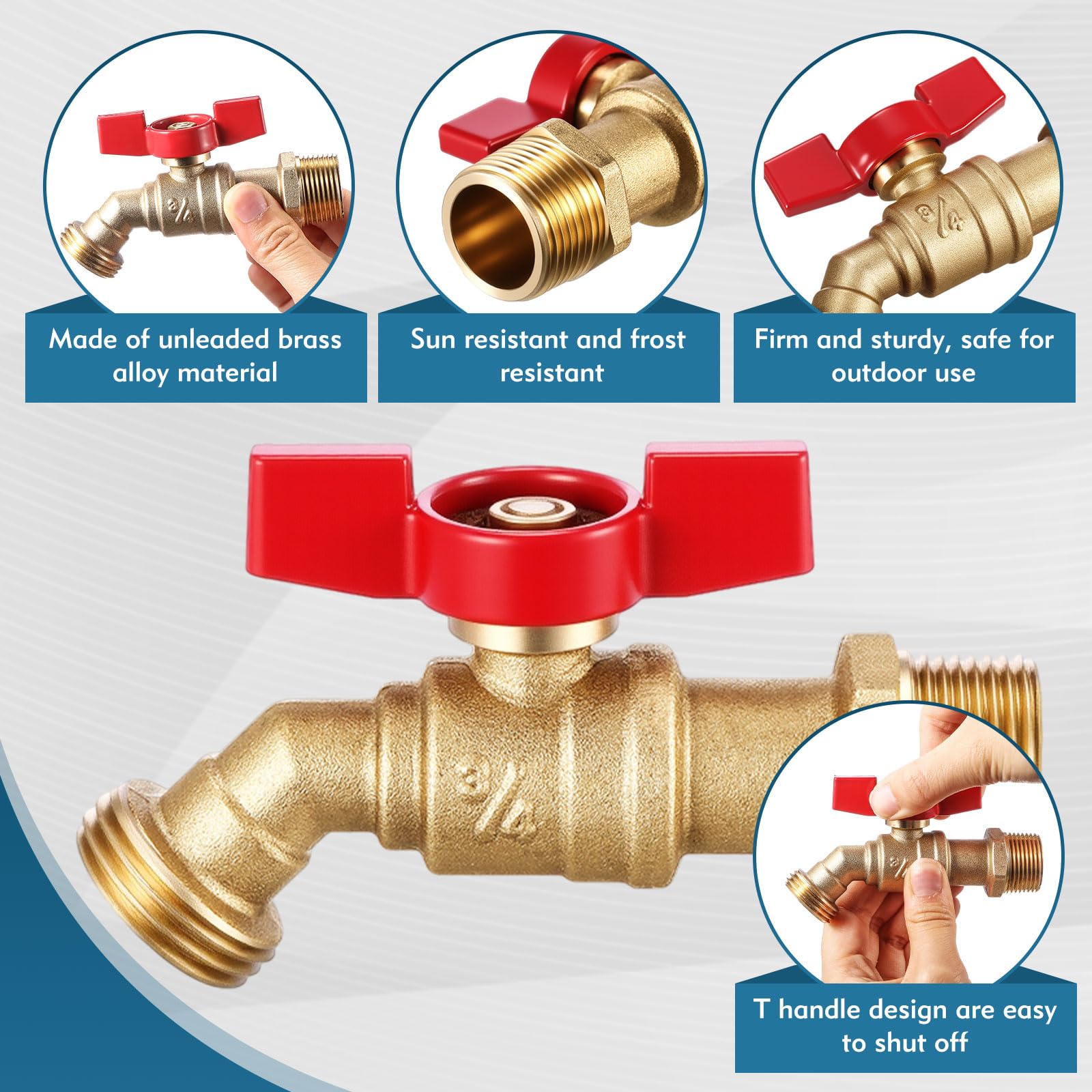 VIHOSE 3-4in MIP to MHT spigot with 1/4 turn for easy water control