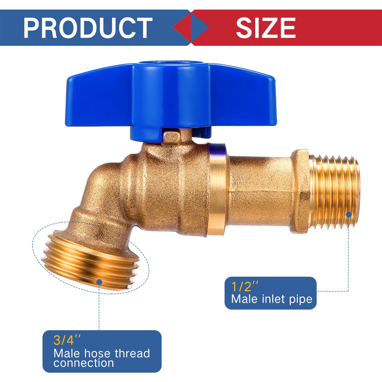 VIHOSE blue outdoor faucet body with 1/4-turn shut-off for quick control.