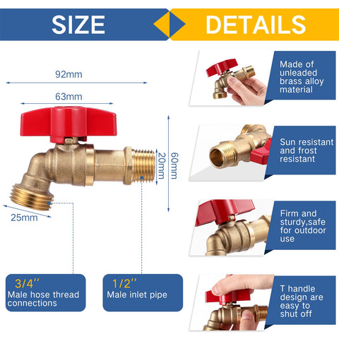 VIHOSE brass hose bib heavy duty 14 turn shutoff for precise control